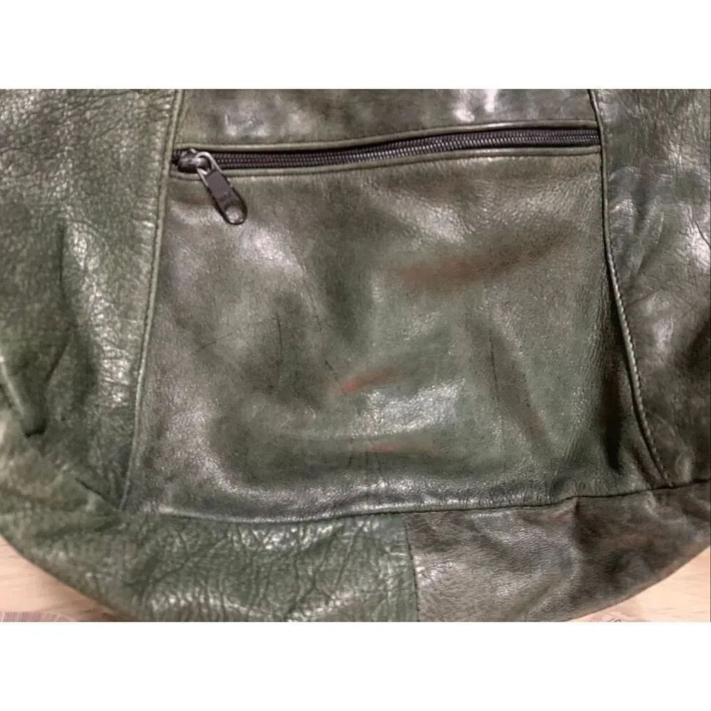 Dark green leather hobo shoulder bag purse - Picture 7 of 15